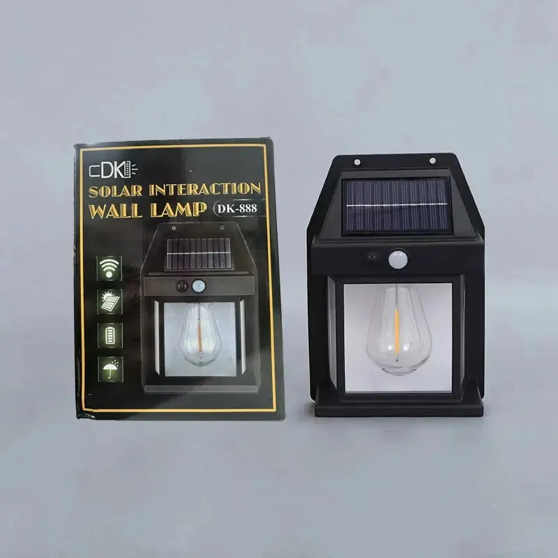 Lampe de nuit solaire en tungstène, capteur de mouvement Intelligent, applique murale, 3 Modes d'éclairage, lanterne étanche de décoration de jardin de cour