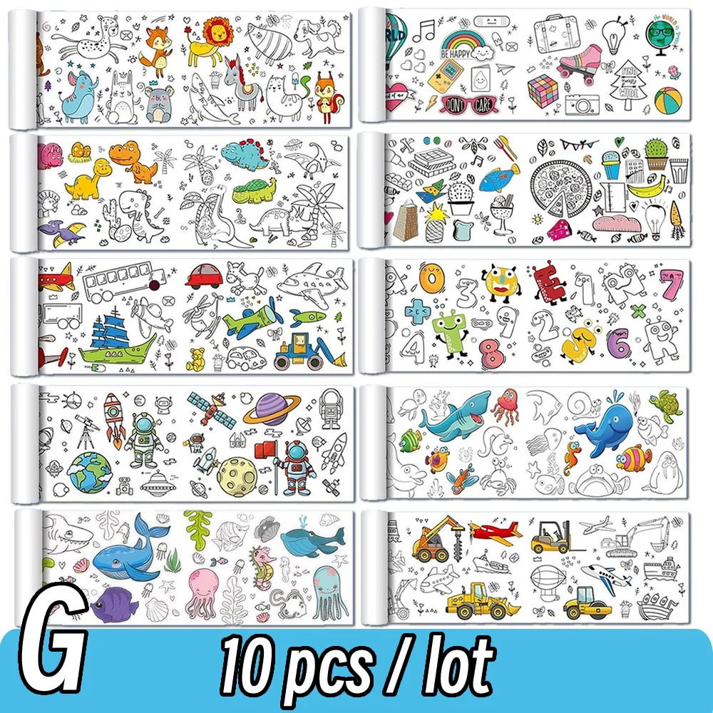 Rouleau de papier à colorier pour enfants, motif animaux, 90 cm, à découper et colorier soi-même. Idéal pour les activités manuelles et éducatives comme le graffiti ou le scrapbooking