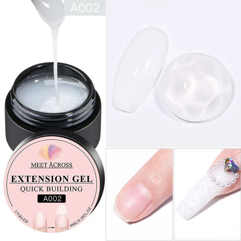 MEET ACROSS 8ML Gel Ongles Extension Rapide Vernis Nude Blanc Lait Vernis Gel UV Semi-Permanent pour Manucure et Outils