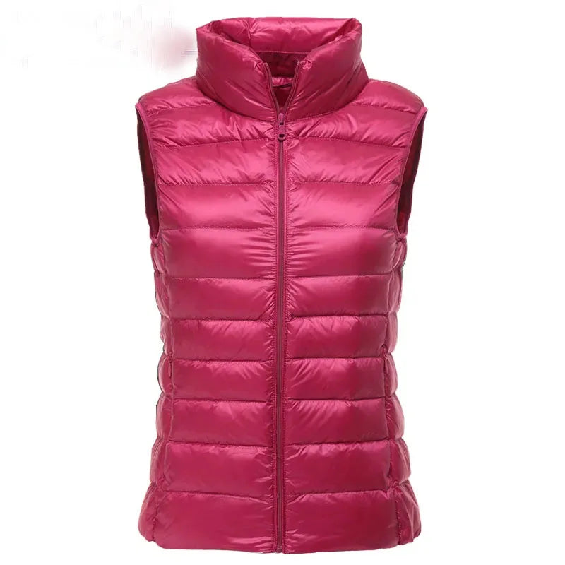 Gilet en duvet Ultra léger pour femmes, veste sans manches, Slim, Portable, léger, coupe-vent, nouvelle collection 2024