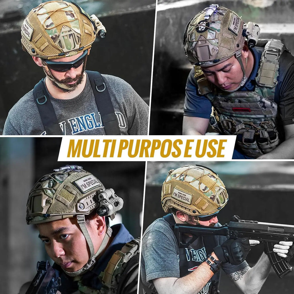 BOOIU Tactical Helmet Cover for Fast Helmet Multi-Camo Helmet Cover   Military Paintball Hunting Shooting Gear - Without Helmet