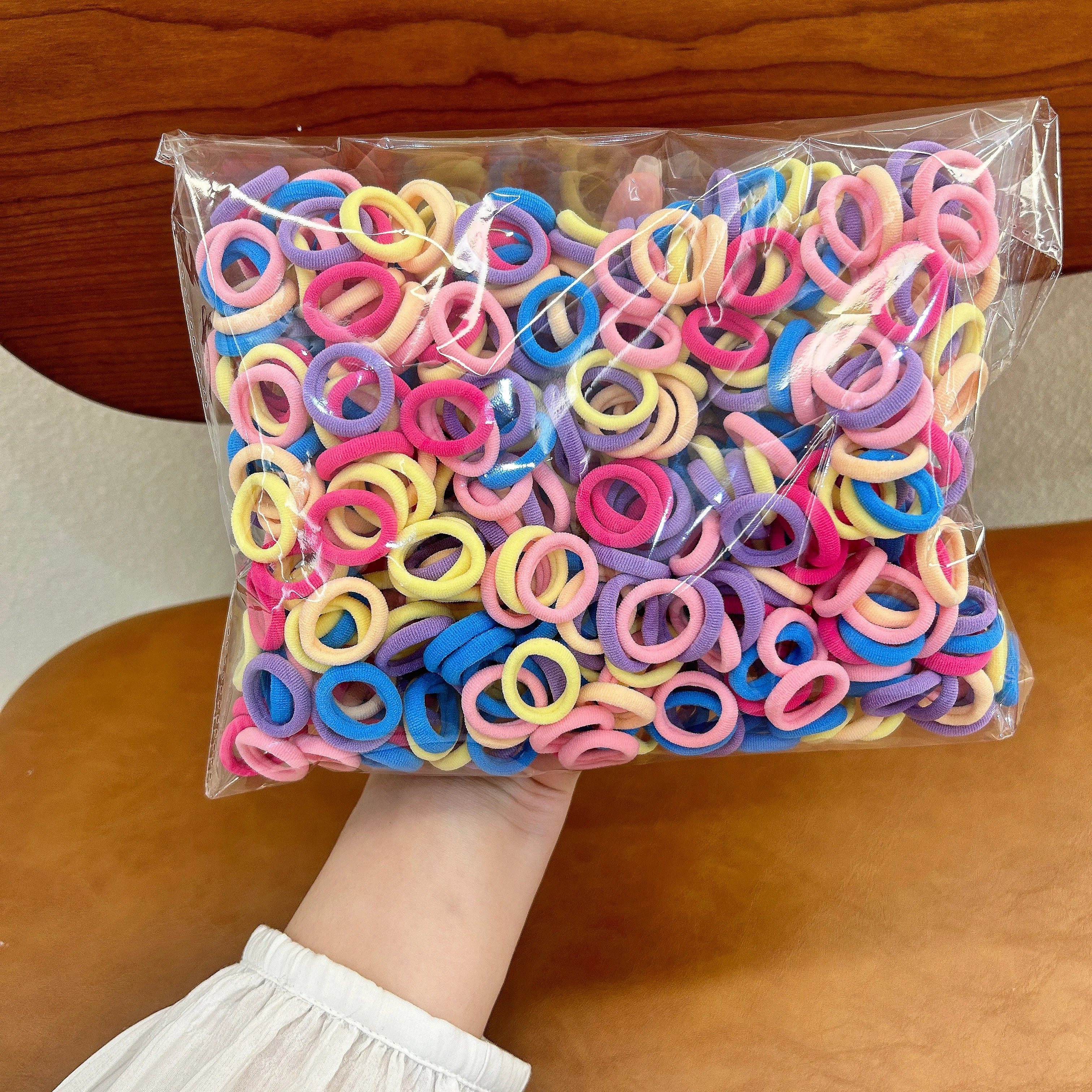 300 pièces de cordon de cheveux en Nylon à la mode à haute élasticité, accessoires de cheveux pour enfants, cordon de cheveux de base Simple et bandeau