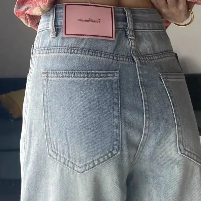 Jean Baggy à jambes larges pour femmes, Vintage Y2K Punk, taille basse, pantalon en Denim ample, Streetwear, mode poubelle Long S