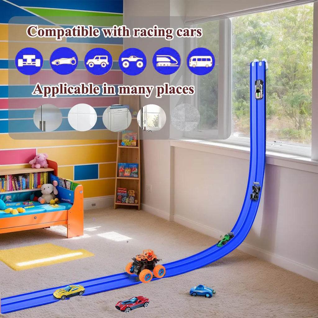 Net Bag 13Ft/16.3Ft Flexible Track Toy & Miniature Car DIY Competitive Rail Vehicle Game Educational Gift for Children Christmas