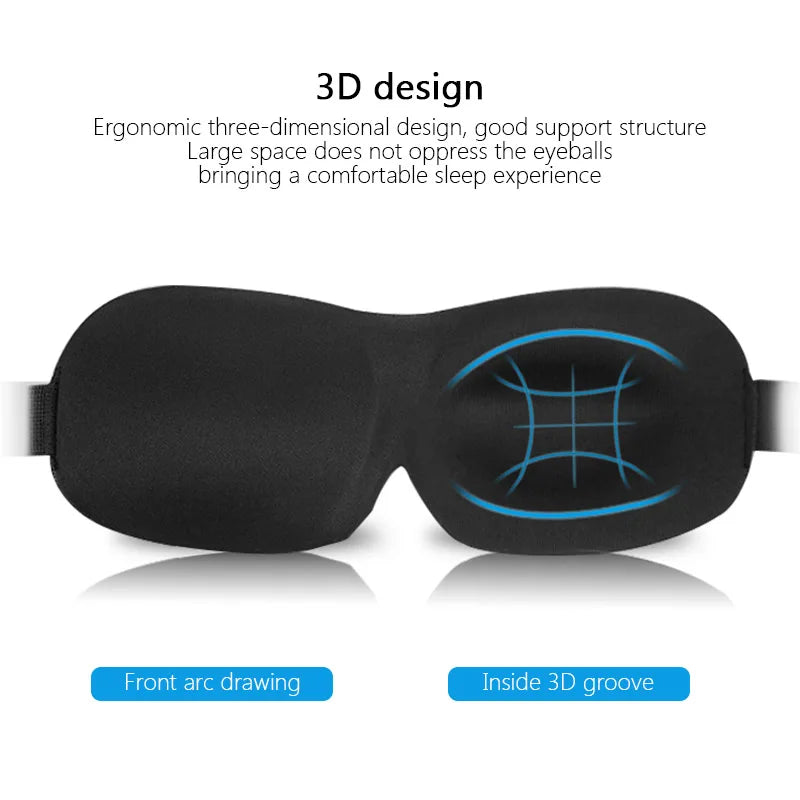 Masque pour les yeux de sommeil 3D, aide au repos de voyage, Patch de couverture pour les yeux, masque de sommeil doux, bandeau pour les yeux, masseur relaxant