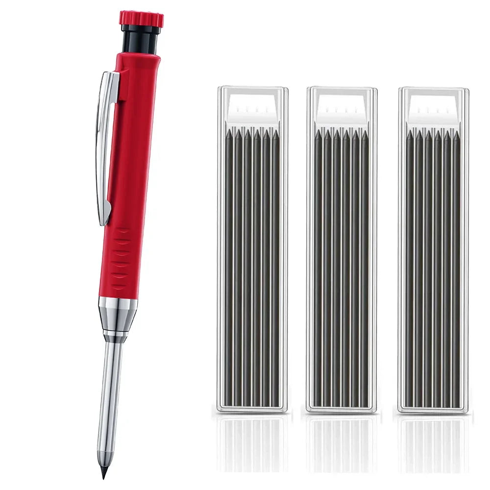 2pcs/set 2.8mm Carpenter Mechanical Pencil with Sharpener for Woodworking Construction Long Head Carpenter Pencil Stationery