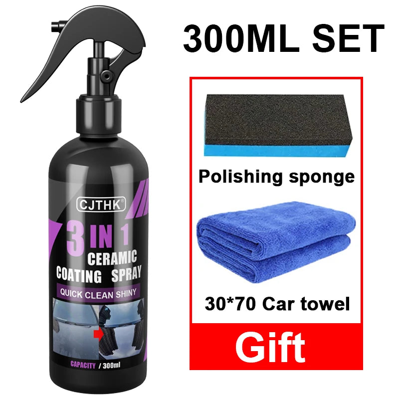 Spray de revêtement liquide en céramique 3 en 1 pour voiture, couche hydrophobe Nano cristal, Agent de polissage, peinture à haute brillance, cire de Protection, soins de voiture