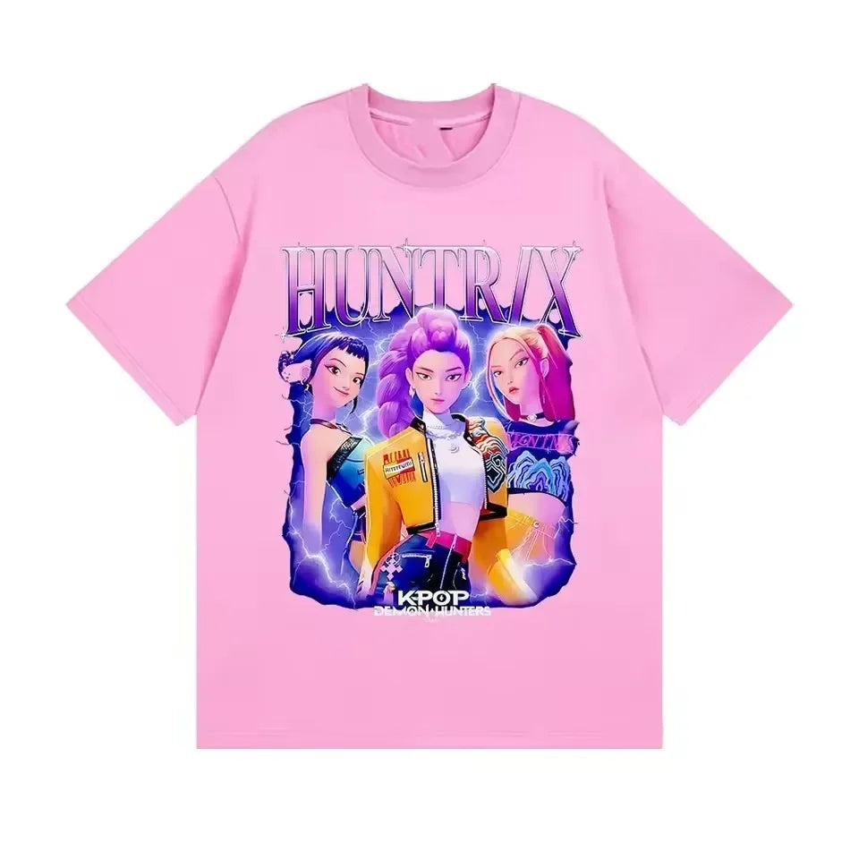 T-shirt enfant tendance et décontracté, imprimé cool, style Kpop Huntrix Devil Hunter, collection été 2026. Idée cadeau d'été