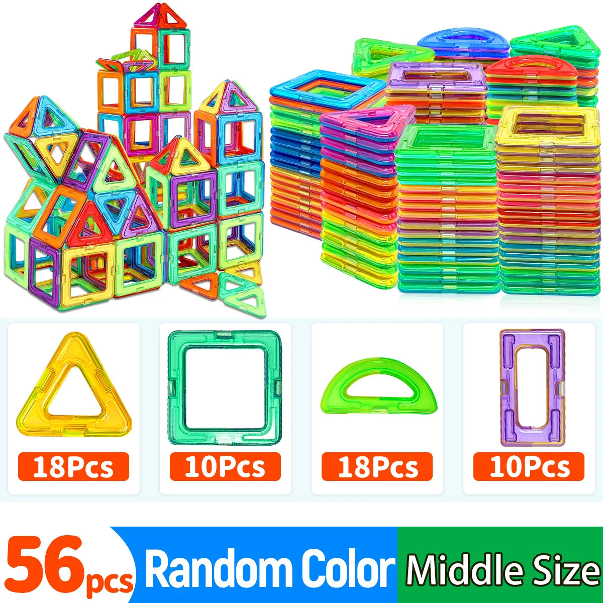 Blocs de Construction magnétiques, jouets à tige de taille moyenne, jouets de Construction, apprentissage, jouets magnétiques éducatifs
