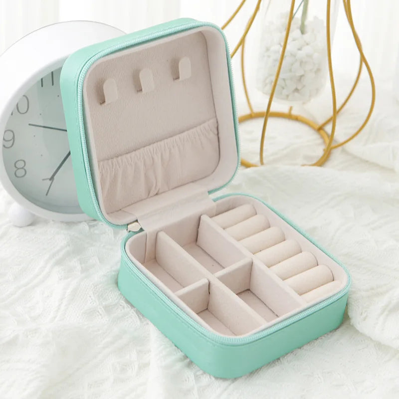 Portable Jewelry Storage Box Home Travel Earrings Necklace Ring Jewelry Box Mini Layered Jewelry Display Case