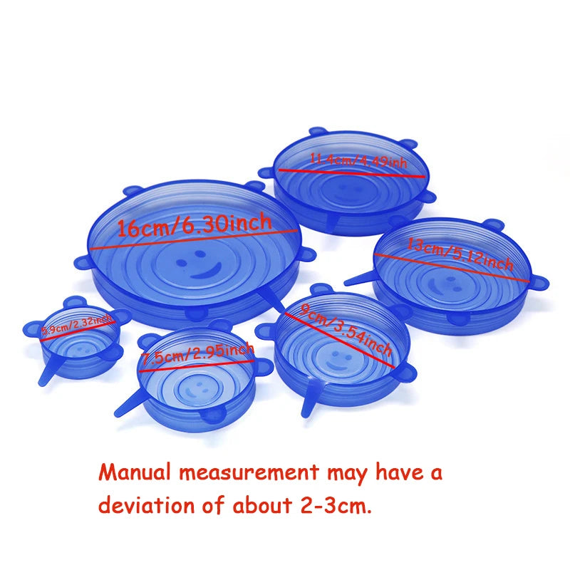 6 pièces/ensemble ustensiles de cuisine en Silicone Transparent conservation de la fraîcheur couvercle de bol universel extensible réfrigérateur four à micro-ondes scellé