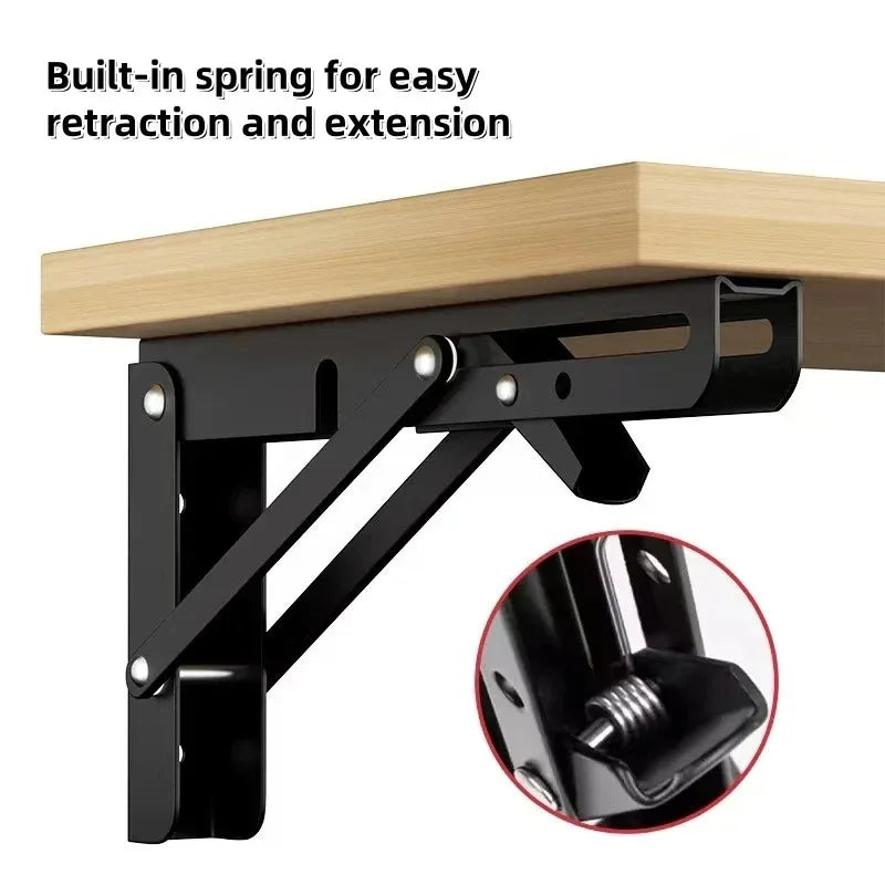 Support d'étagère triangulaire pliable robuste (lot de 2) en acier inoxydable, fixation murale ou sur table ou établi.