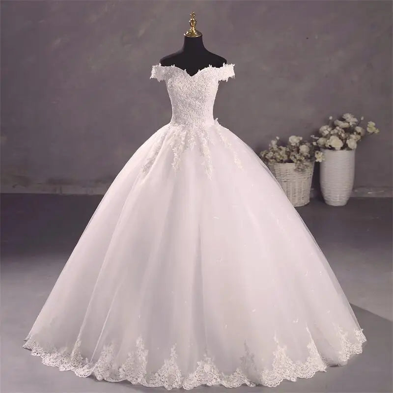 Robe de mariée Ashley Gloria Pure White, élégante robe de bal à col bateau, simple, Vestido De Noiva, grande taille, robe De Mariee
