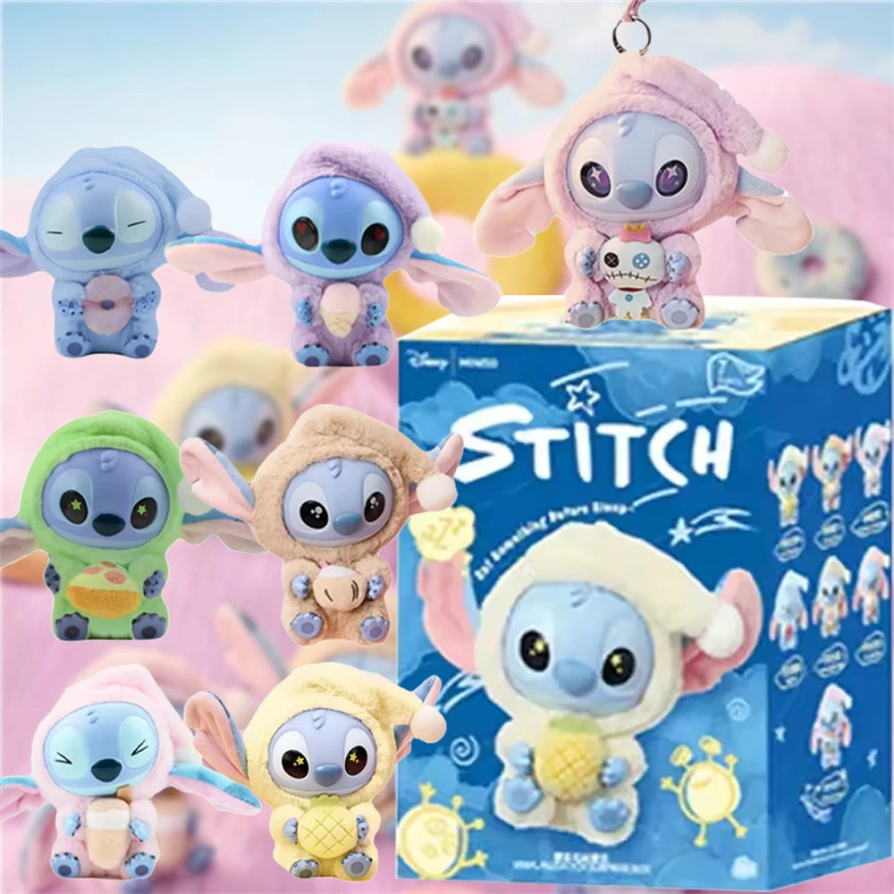 Miniso Stitch manger quelque chose avant de dormir Disney boîte aveugle sac mystère vinyle peluche poupée jouets pendentif Surprise les monstres cadeaux