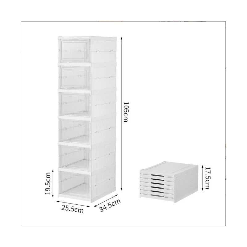 Boîte de rangement à chaussures pliable à 3 ou 6 niveaux, transparente, empilable et anti-poussière, avec étagère.