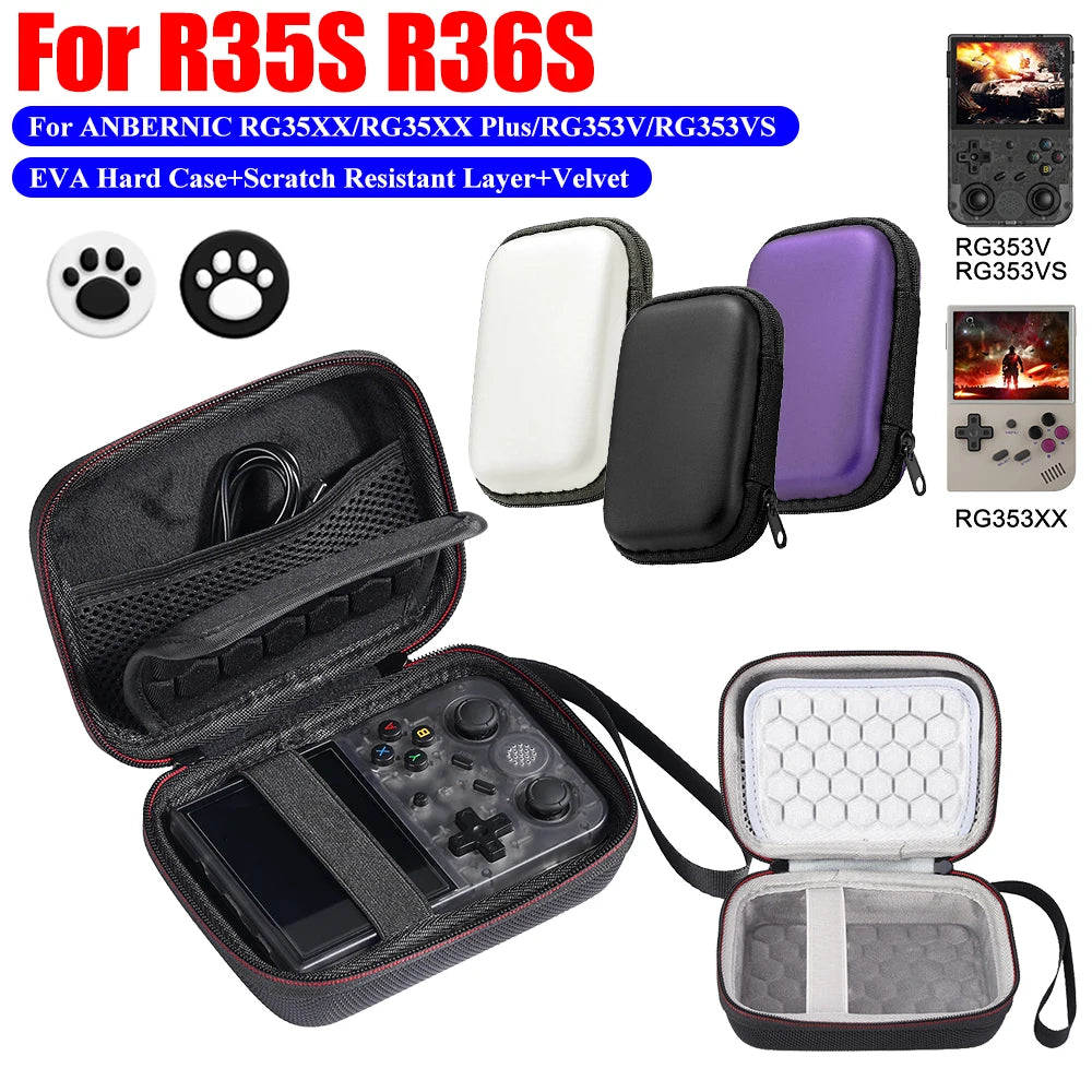 Étui de transport rigide pour R35S R36S, sac de rangement de voyage anti-rayures et antichoc avec sac en maille et dragonne pour Anbernic RG35XX/V/VS