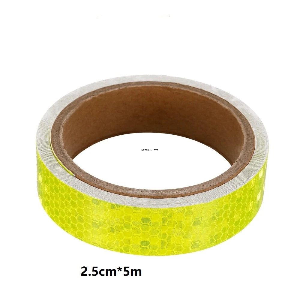 Autocollants réfléchissants jaunes fluorescents pour vélo, 2.5cm/5cm/10cm/20cm x 5m, bande de sécurité d'avertissement étanche à haute visibilité pour véhicule