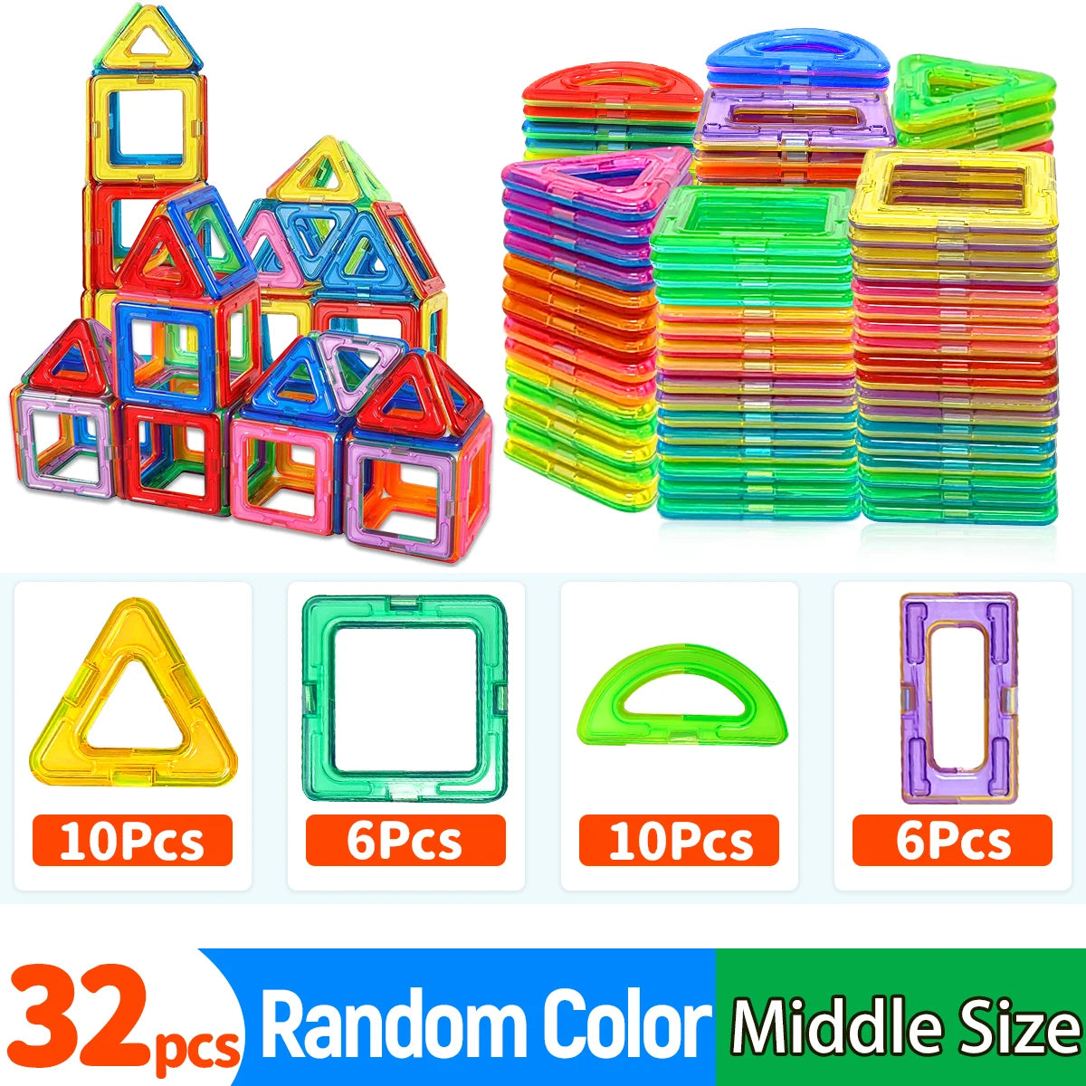 Blocs de Construction magnétiques, jouets à tige de taille moyenne, jouets de Construction, apprentissage, jouets magnétiques éducatifs