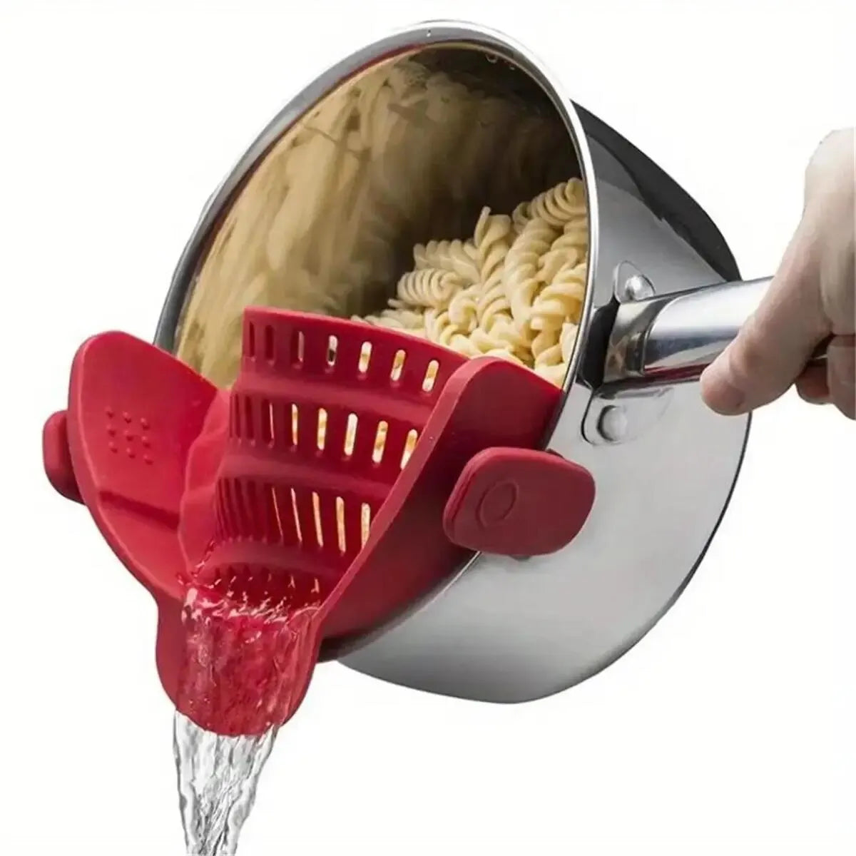 1 passoire à pince réglable en silicone pour casseroles, poêles et bols - Égouttoir manuel pour nouilles et pâtes