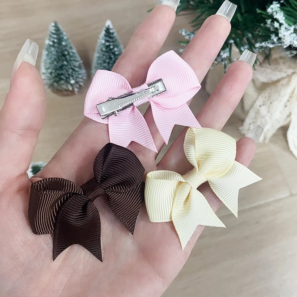 Pinces à cheveux avec nœud papillon en ruban solide, 10 pièces/ensemble, jolies Barrettes faites à la main pour bébés filles, couvre-chef, accessoires pour enfants