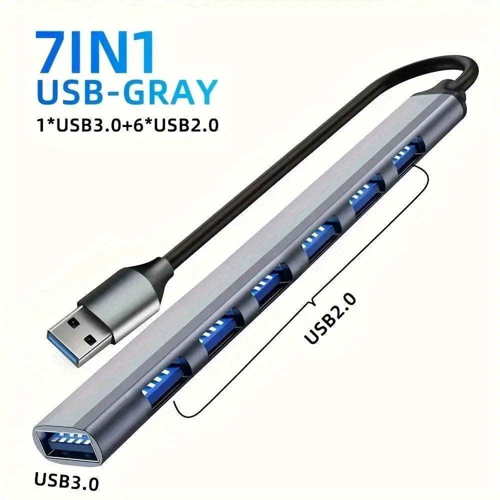 Station d'accueil hub USB + Type C 8 en 2 avec adaptateur audio jack 3,5 mm, lecteur de carte micro SD, convertisseur de disque pour ordinateur portable, tablette et téléphone.