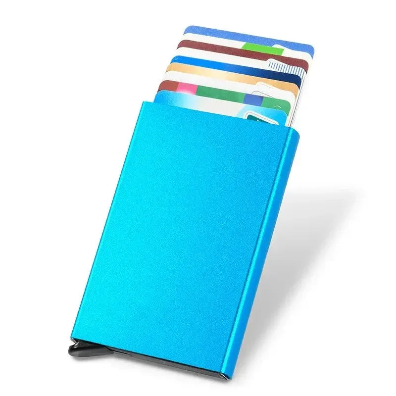 Hommes ID crédit porte carte bancaire portefeuille Anti Rfid intelligent Anti Rfid blocage protégé magique Pop Up mince petit argent portefeuilles étui