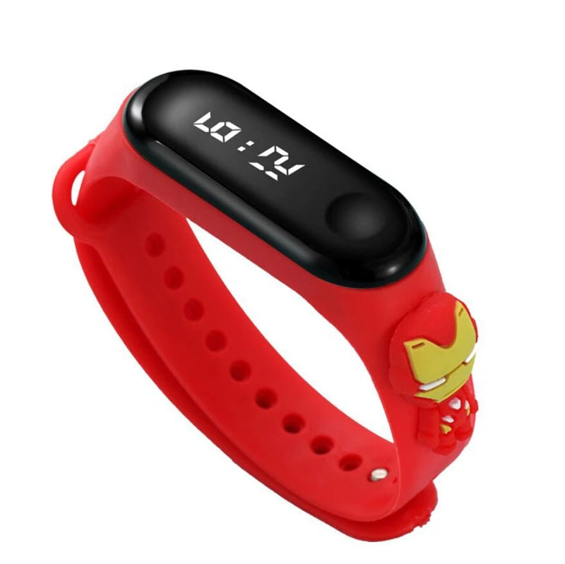 Montre électronique Avengers (Spiderman, Ironman, Captain America), étanche, avec LED, idéale comme cadeau pour enfants