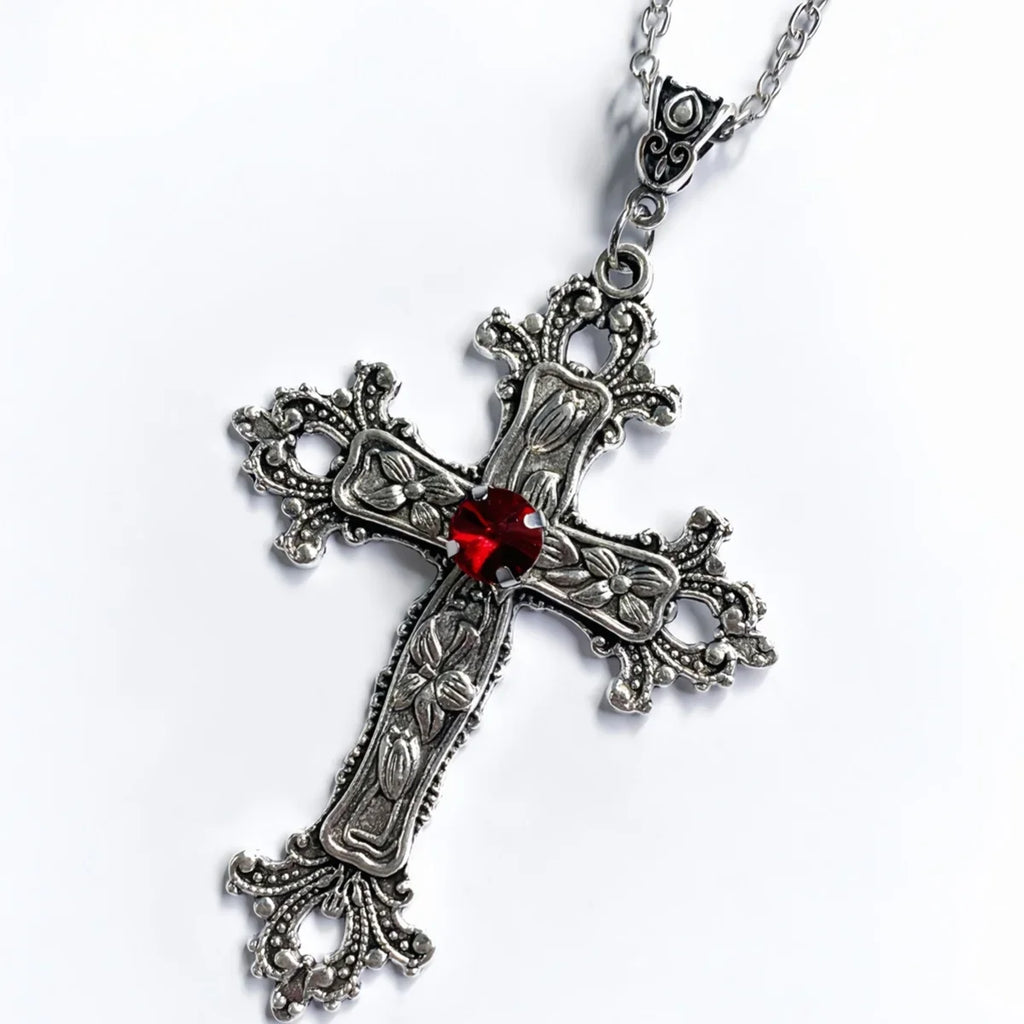 Colliers Punk avec pendentif grande croix en cristal pour femmes et hommes, gothique, chaîne de clavicule irrégulière, bijoux esthétiques