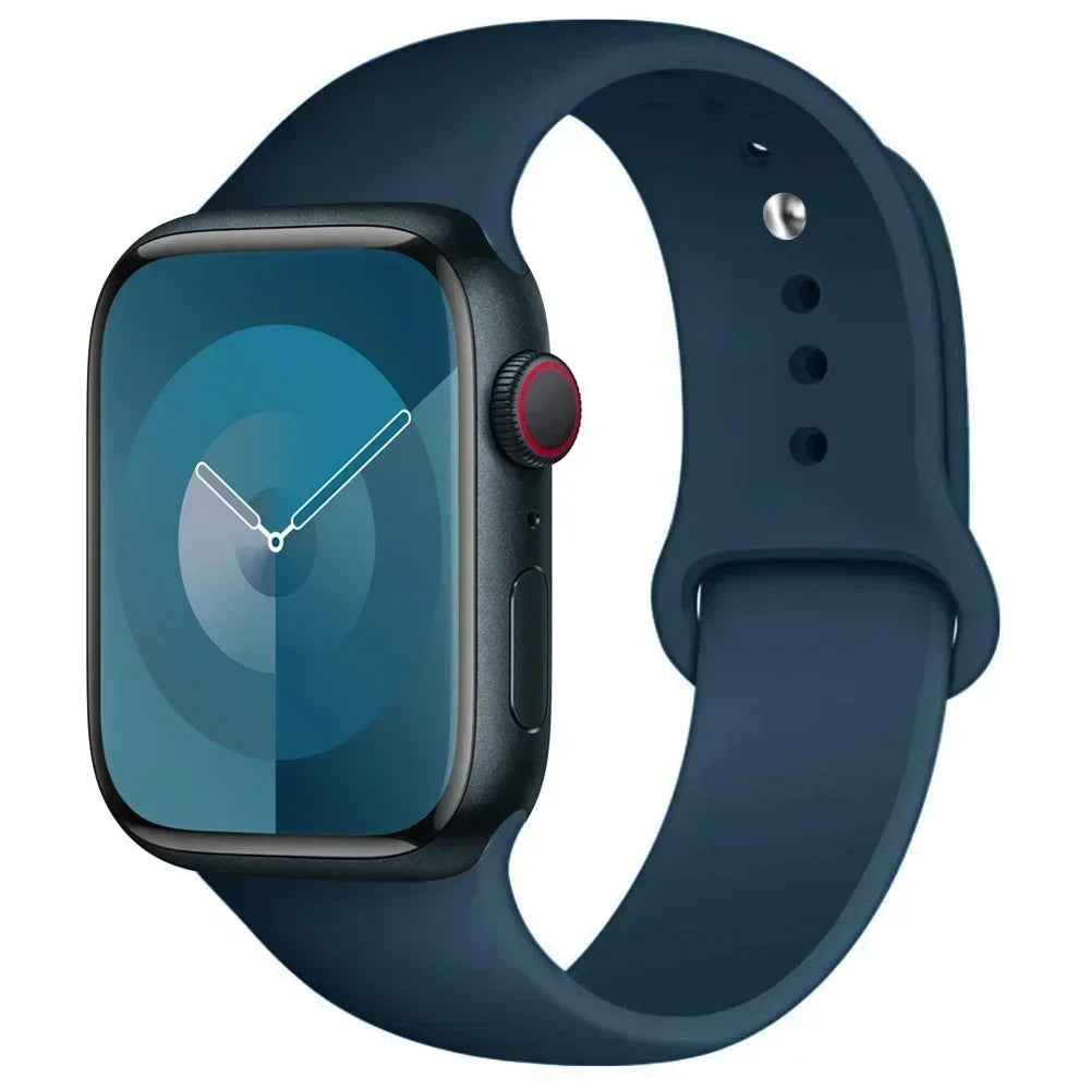 Bracelet en Silicone pour Apple Watch, 44mm 45mm 40mm 41mm 42-46mm, bracelet de sport iwatch série 8 7 6 5 4 9 10 11 SE-Ultra 2/3 49mm