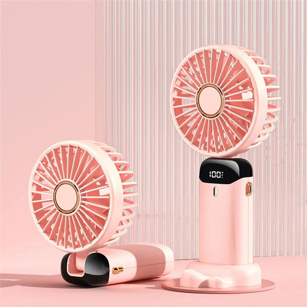 Portable Handheld Personal Rechargeable Fan LED Digital Display 90°Adjustable  Rechargeable Fan , 5 Speed Wind Mini Aromatherapy
