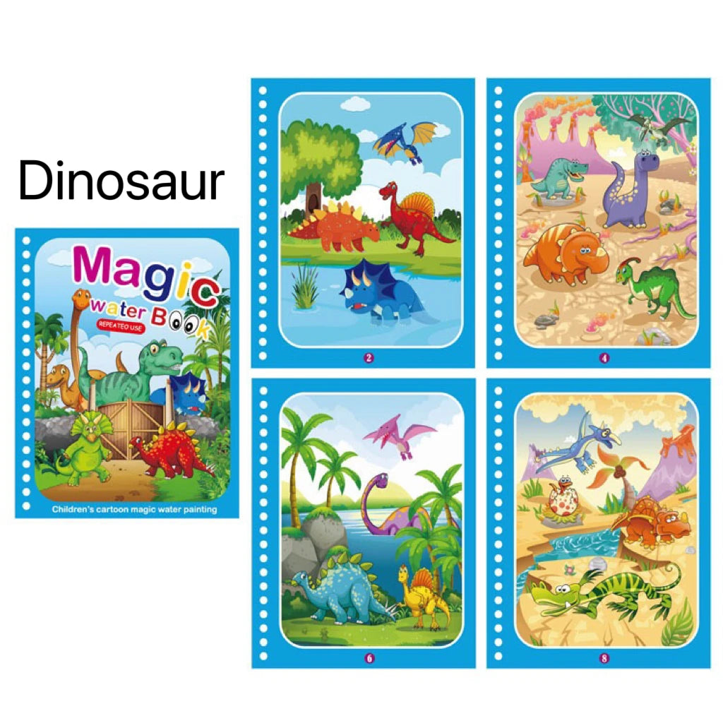 1 livre + 1 stylo - Livre de coloriage réutilisable, livre de peinture à l'eau, jouet de dessin et de puzzle sensoriel pour l'éveil des tout-petits