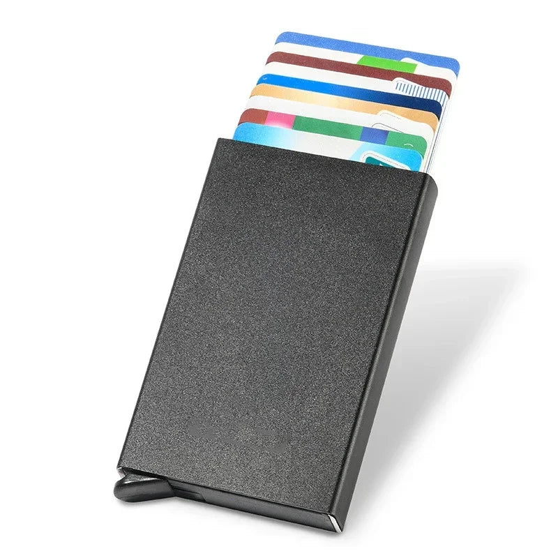 Hommes ID crédit porte carte bancaire portefeuille Anti Rfid intelligent Anti Rfid blocage protégé magique Pop Up mince petit argent portefeuilles étui