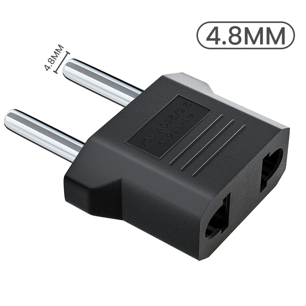 America European Mini US To EU Power Plug Adapter Russia Australia Travel Plug Converter Adapter Korea 4.0mm 4.8mm Plug 6A 125A