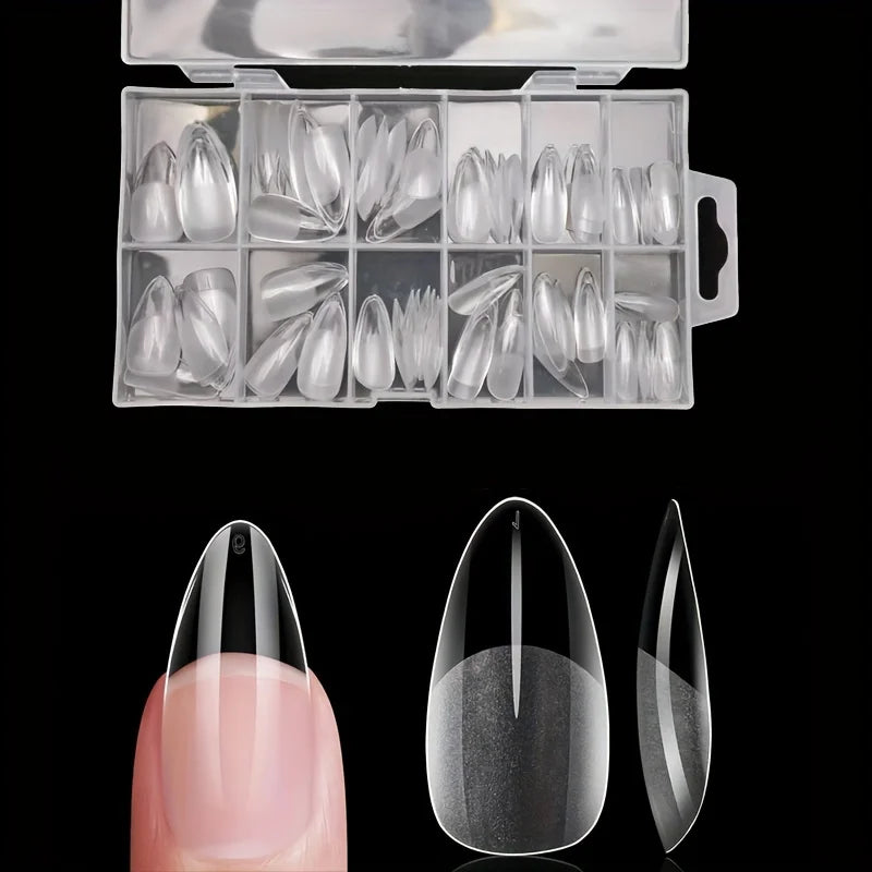 120 capsules d'ongles à pression à couverture complète, forme stiletto, amande, carrée, cercueil, française, faux ongles en gel à tremper, capsules