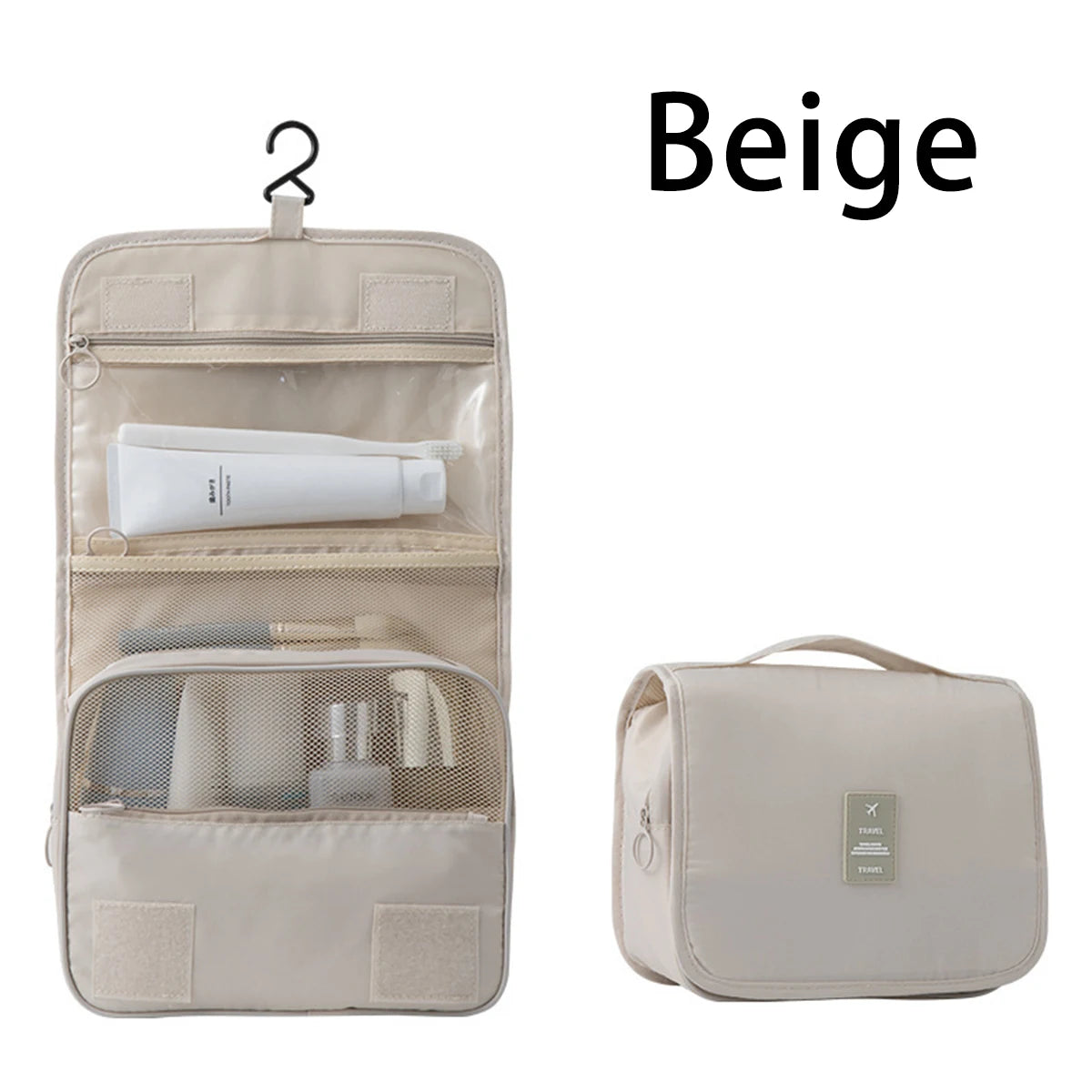 Un sac de voyage multifonctionnel qui peut être suspendu avec séparation sèche et humide, une trousse de toilette et de rangement à main, un ensemble