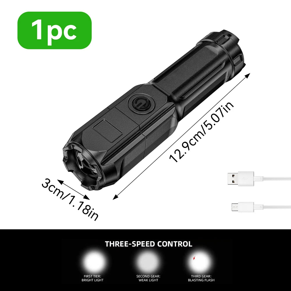 Outils d'auto-défense lampe de poche haute puissance Led forte défense personnelle homme fournitures d'auto-défense Usb charge lampe de poche Denfense