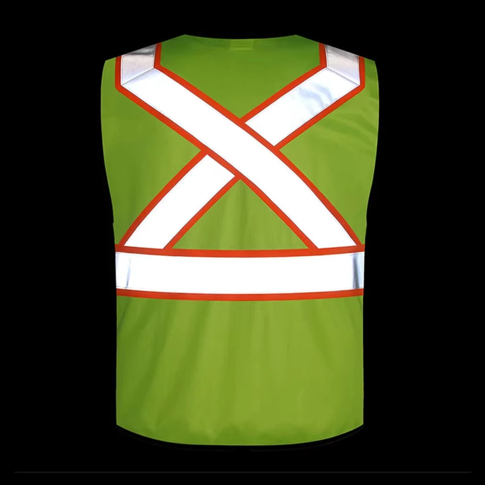 Gilet de travail personnalisé avec logo pour hommes, vêtement de sécurité pour le secteur de la construction, avec poches et fermeture éclair
