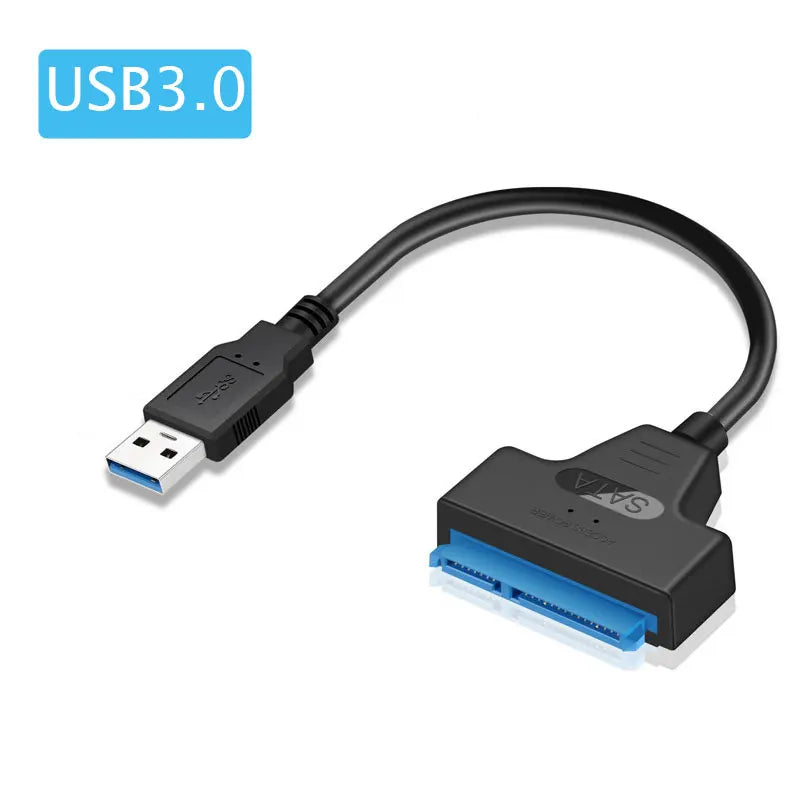 Câble SATA vers USB 3.0/2.0 jusqu'à 6 Gbit/s pour disque dur externe SSD de 2,5 pouces, adaptateur SATA 3 22 broches, cordon USB 3.0 vers Sata III