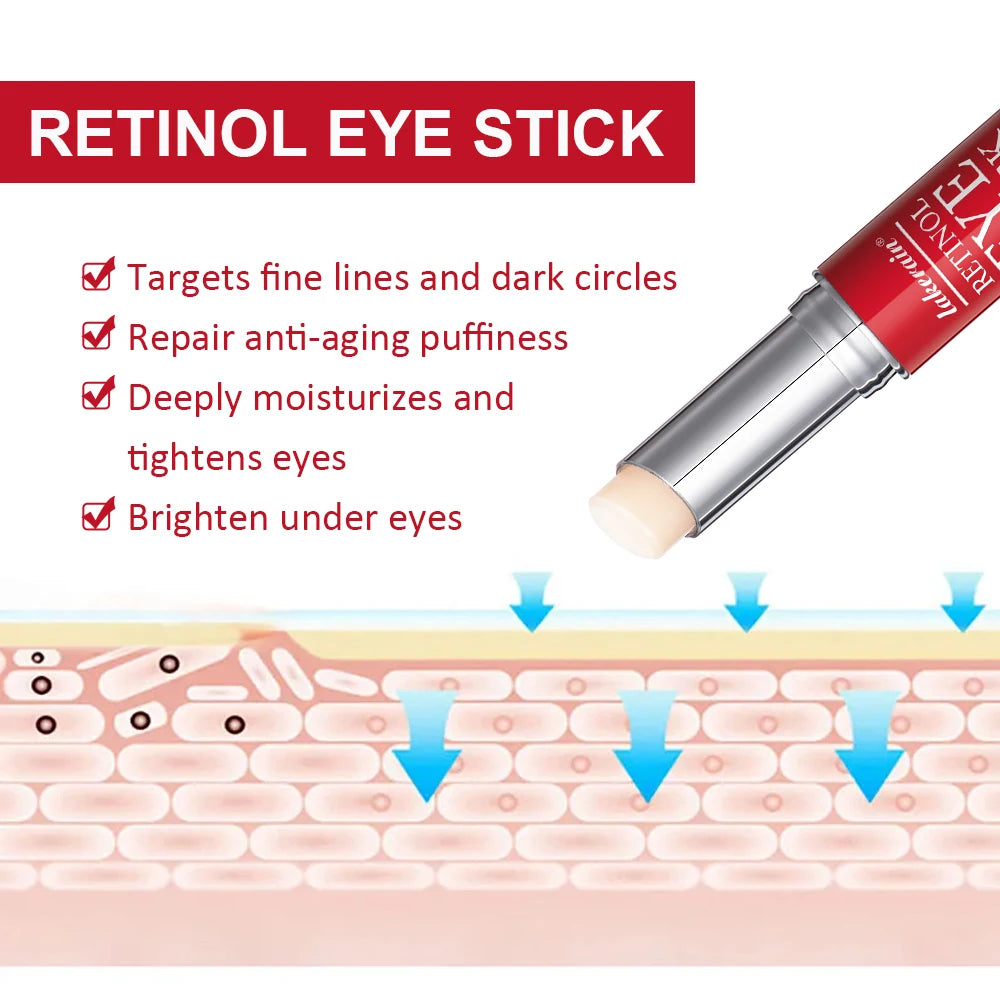 Crème pour les yeux au rétinol éclaircissant les cercles sombres raffermissant la peau, sérum réparateur instantané pour les yeux en bâton pour femmes