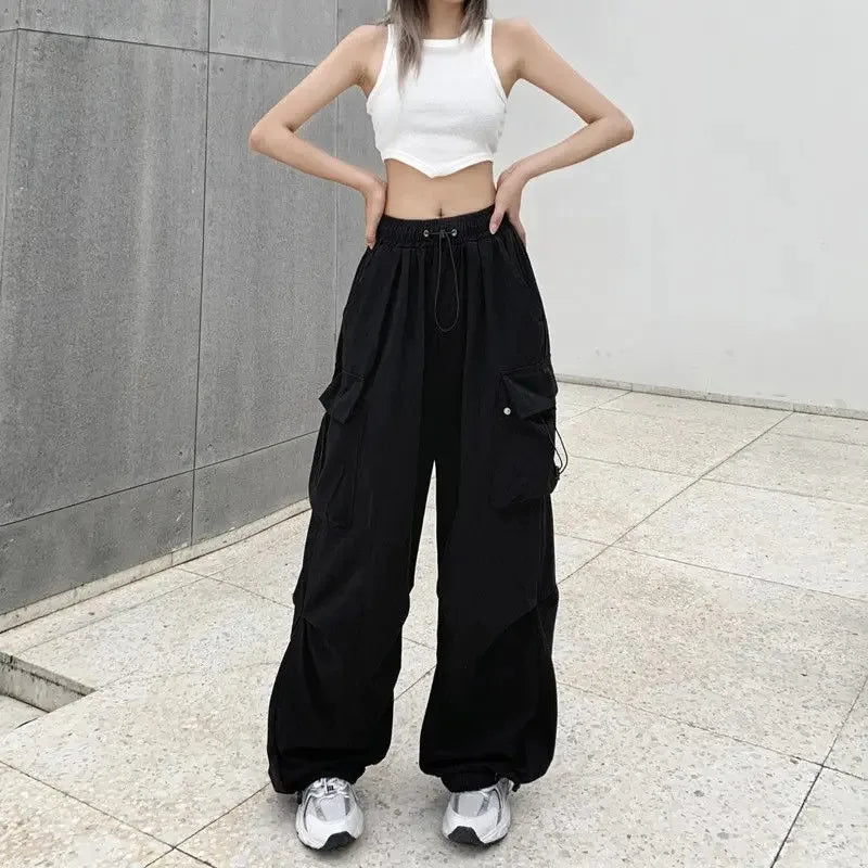 Pantalon rétro américain pour femme, coupe droite, jambes larges, style décontracté, idéal pour l'été