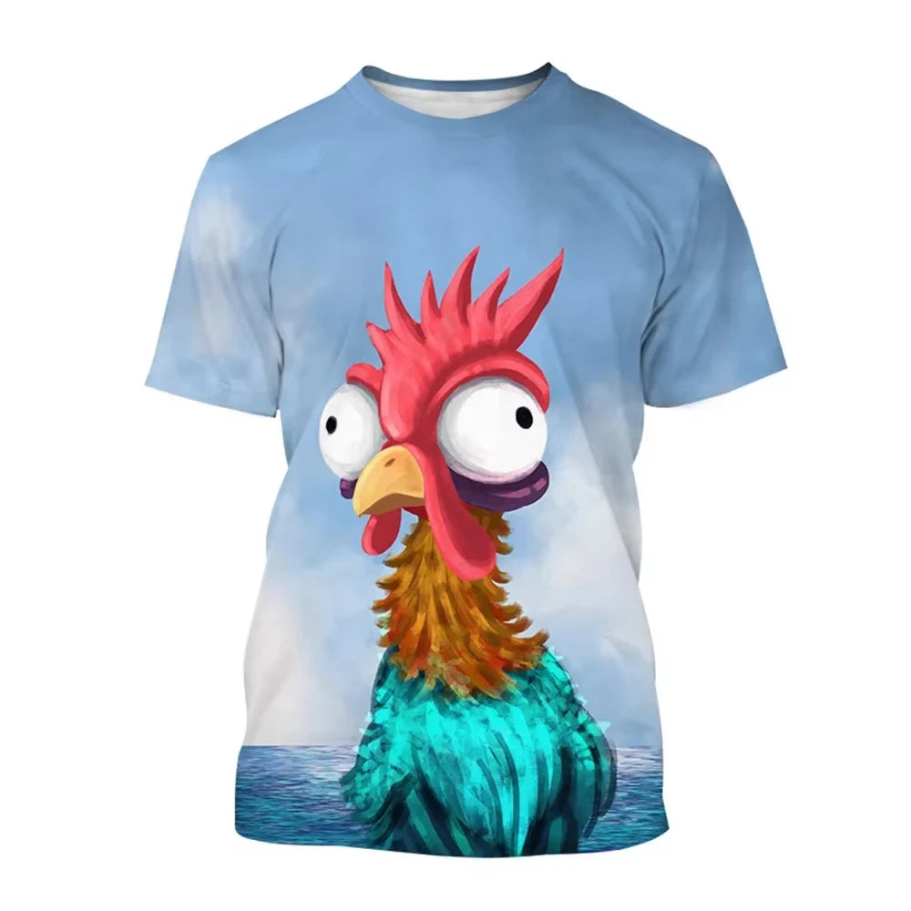 T-shirt de poulet drôle Disney pour hommes et femmes, imprimé en 3D, décontracté, de rue, pour enfants, garçons et filles, 2024
