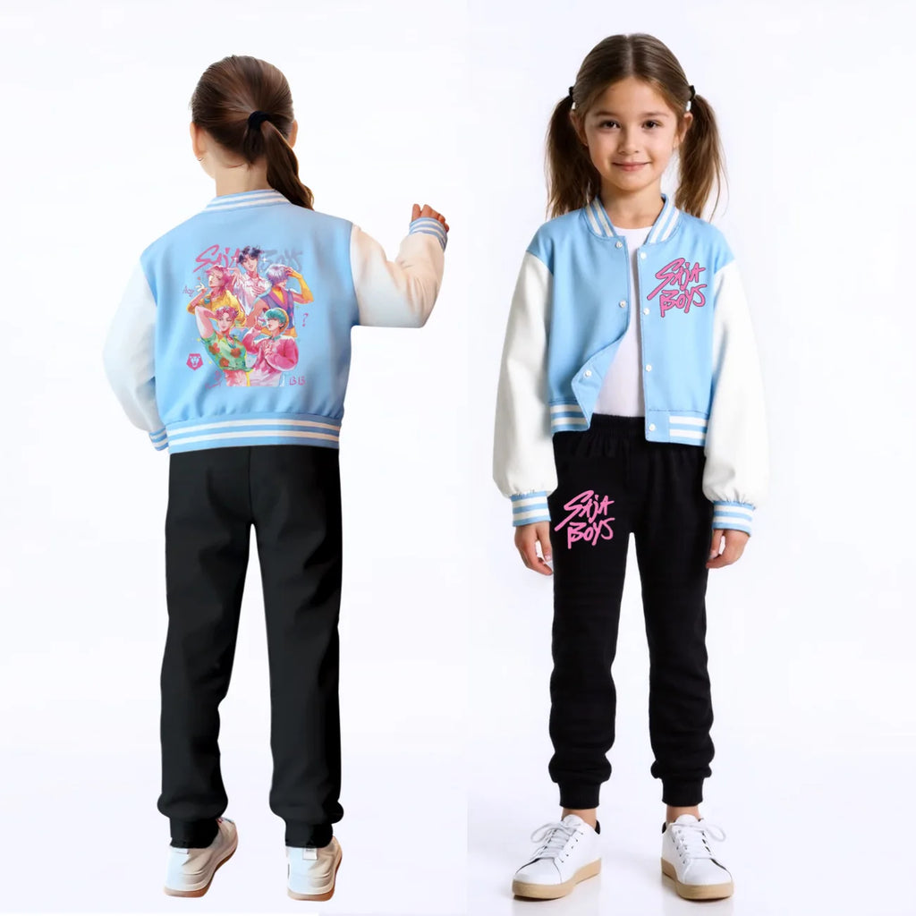 Vêtements pour enfants KPop Demon Hunters Huntrix SAJABOYS - Uniforme de baseball pour garçons - Printemps/Automne - Sweat à capuche décontracté pour bébés et filles - Costume pour enfants