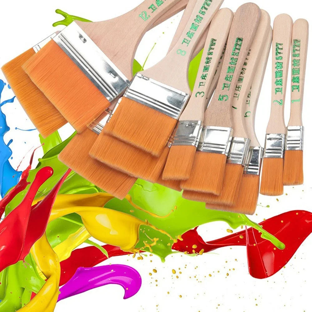 Ensemble de 12 pinceaux en nylon - Poils synthétiques de haute qualité pour acrylique, huile, aquarelle, dessin et fournitures artistiques