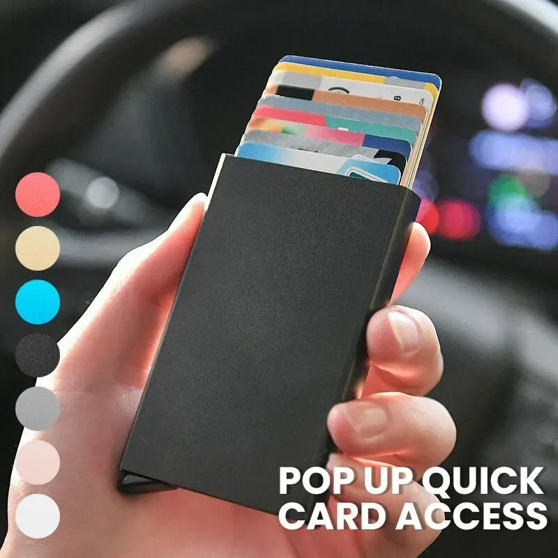 Hommes ID crédit porte carte bancaire portefeuille Anti Rfid intelligent Anti Rfid blocage protégé magique Pop Up mince petit argent portefeuilles étui
