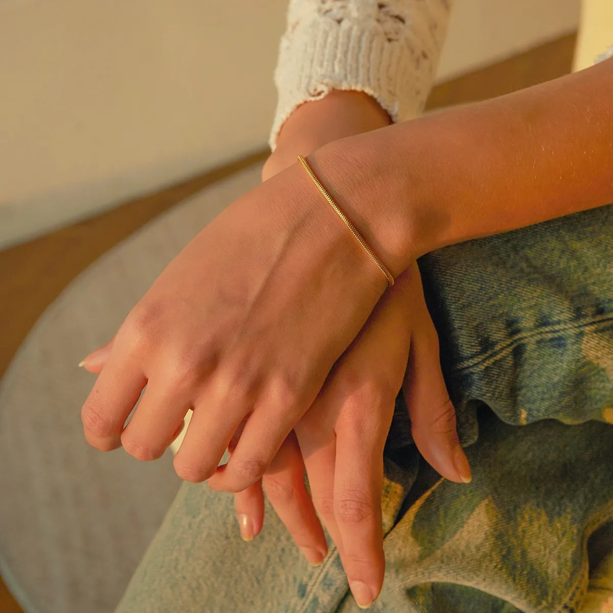CNCZ – Bracelet en chaîne en os rond de Style Simple, en acier inoxydable, chaîne en os de serpent doré et argenté, cadeau à la mode Y2k, bijoux pour femmes