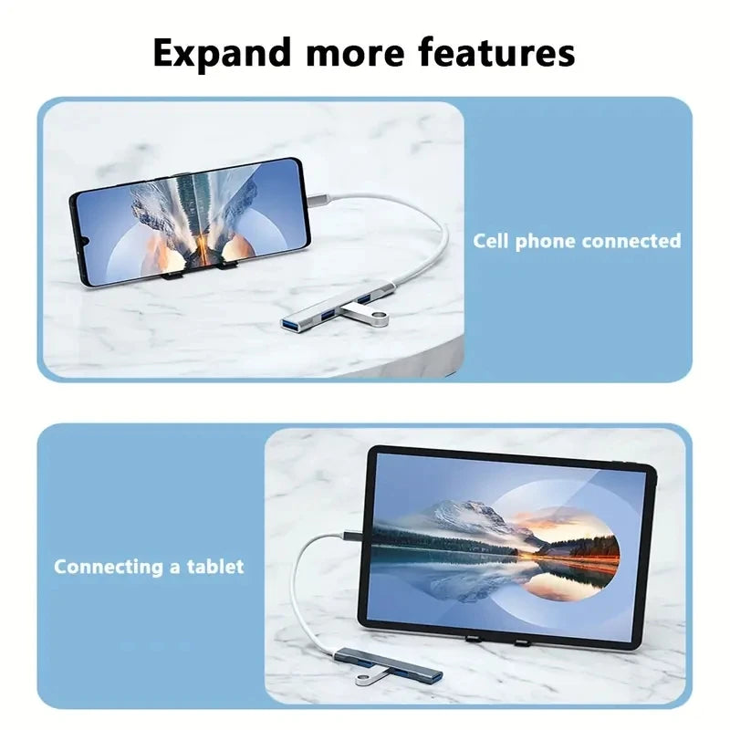 USB HUB Extender 4 Port Splitter Adapter OTG Docking Station For Phone Macbook Pro 13 15 Air PC Laptop Computer Hub