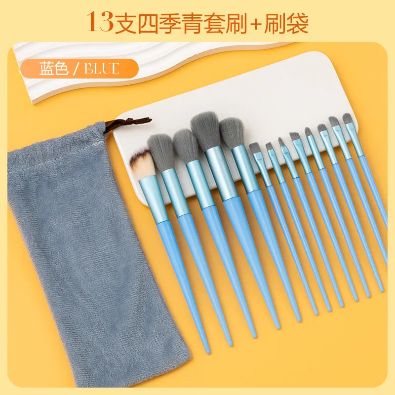 Ensemble de 13 pinceaux de maquillage Purpleflower en forme de feuille de houx, à poils doux, comprenant un pinceau poudre pour le visage, un pinceau illuminateur, un pinceau blush et un pinceau fard à paupières. Un ensemble complet d'outils de beauté.