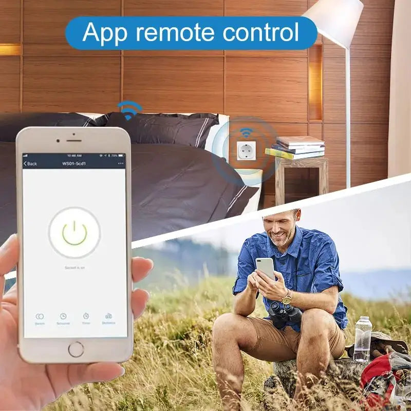 Tuya WiFi Smart Socket EU Plug 20A With Power Monitor Timing Function Smart Life Voice Control Works With Alexa Google Home ﻿
