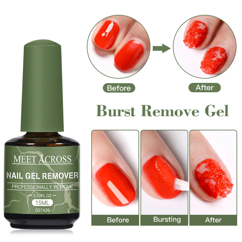 MEET ACROSS Dissolvant rapide et magique pour vernis à ongles semi-permanent UV, 15 ml, outils de manucure