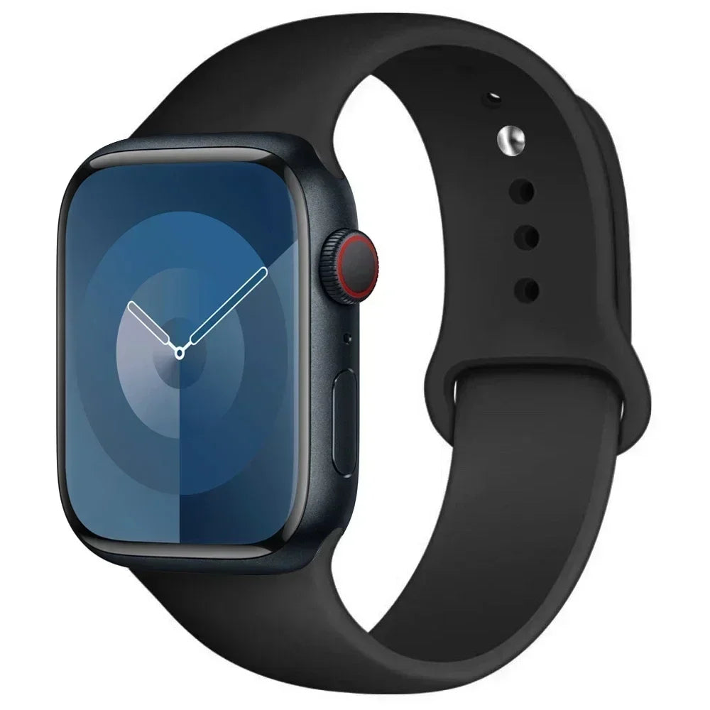 Bracelet en Silicone pour Apple Watch, 44mm 45mm 40mm 41mm 42-46mm, bracelet de sport iwatch série 8 7 6 5 4 9 10 11 SE-Ultra 2/3 49mm